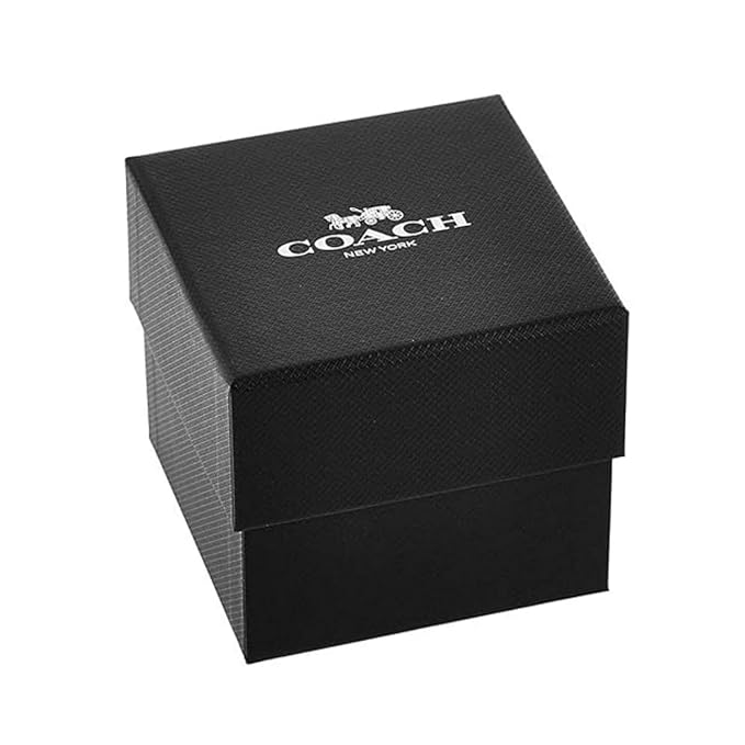 Coach branded black presentation box packaging for Cass watch