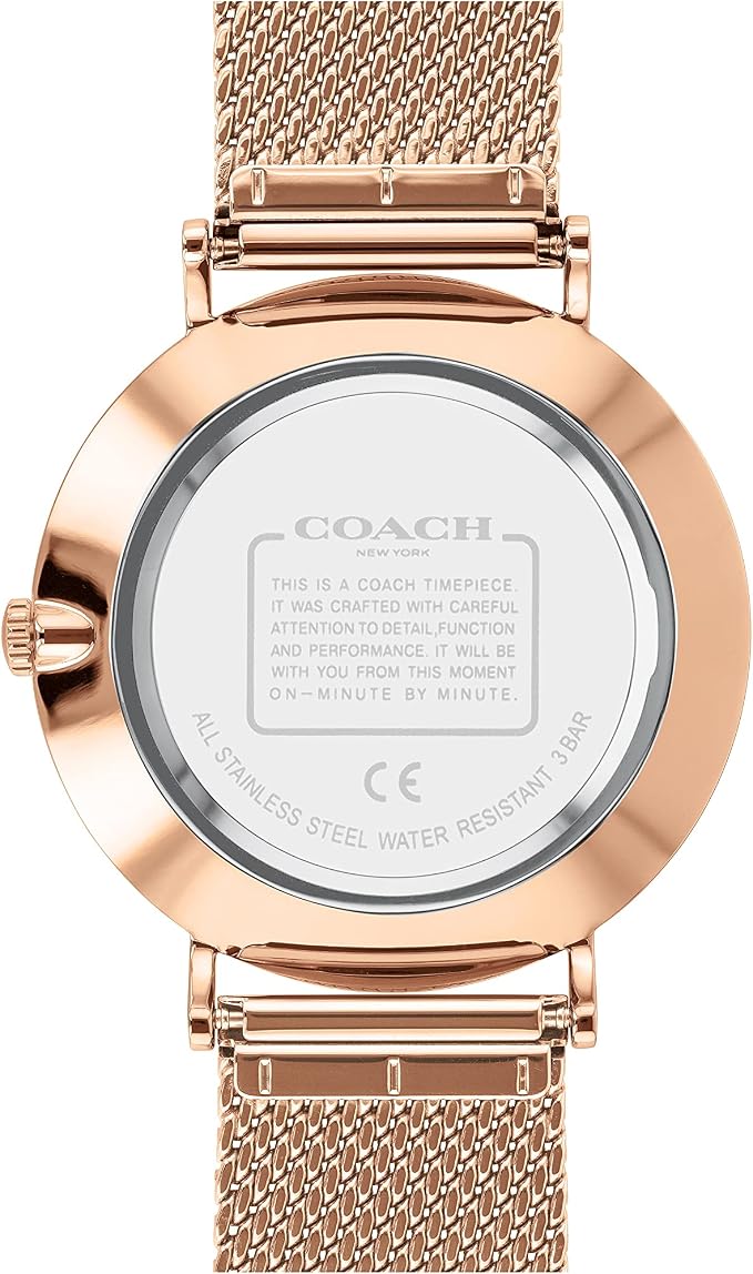 Coach New York Charles Black Dial Rose Gold Milanese Strap Men Watch - 14602552
