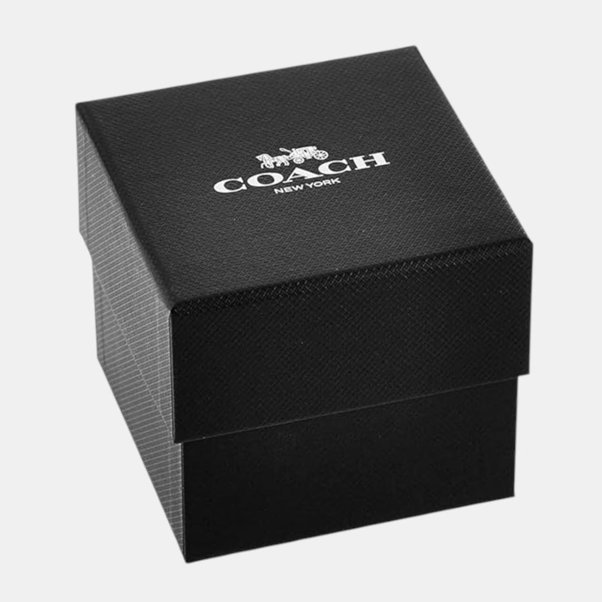 Coach branded black watch box with Coach logo