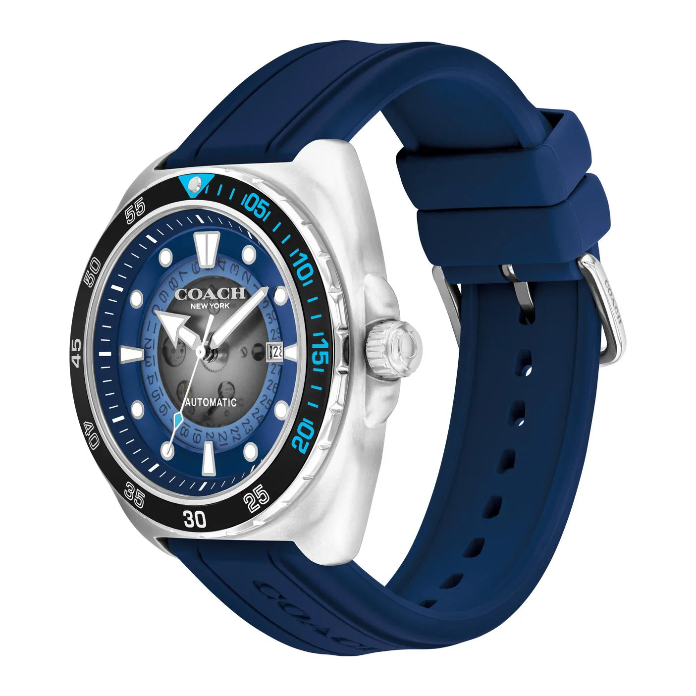 COACH Charter Automatic Blue Silicone 44mm Men's Watch - 14602714