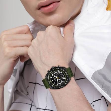 Coach Chronograph Black Case & Dial with Green Rubber Strap Men's Watch - 14602707