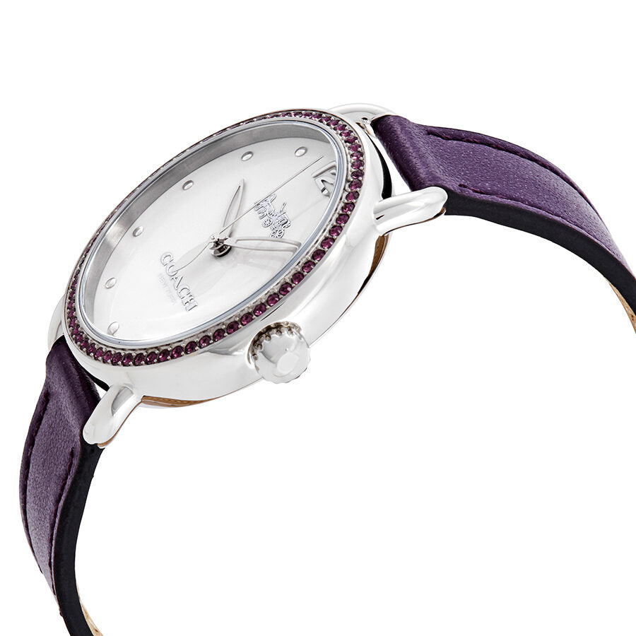 Coach Delancey White Dial Purple Leather Ladies Watch 14502886