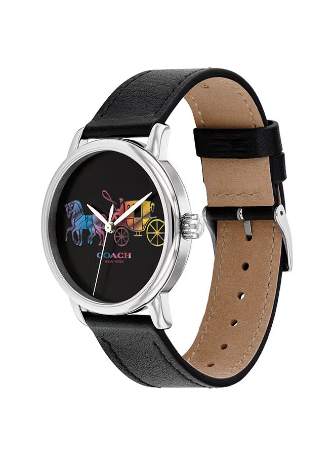 Coach Elegant Grand 36mm Black Leather Band Watch - 14503585