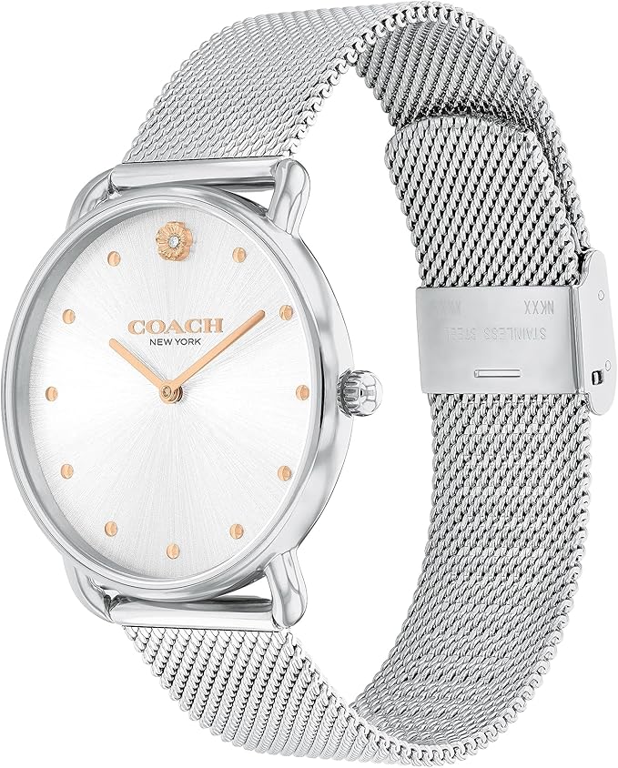 COACH Elliot White Sunray Dial Mesh Stainless Steel Bracelet Women's Watch - 14504207