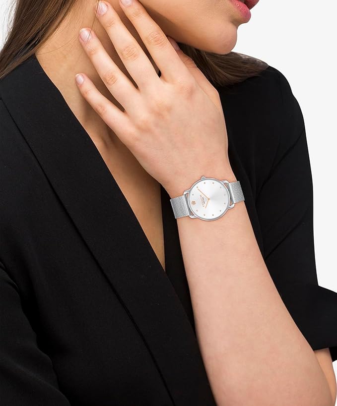 COACH Elliot White Sunray Dial Mesh Stainless Steel Bracelet Women's Watch - 14504207
