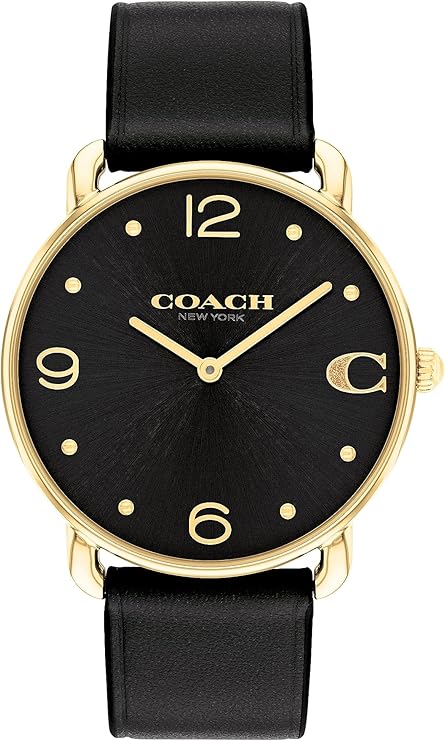 COACH Elliot Black Dial and Black Leather Strap Women's Watch - 14504245
