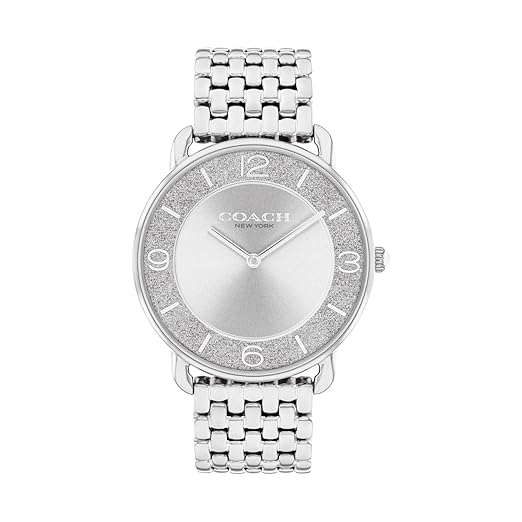 Coach Elliot silver round dial women's watch with crystal-bezel and link bracelet