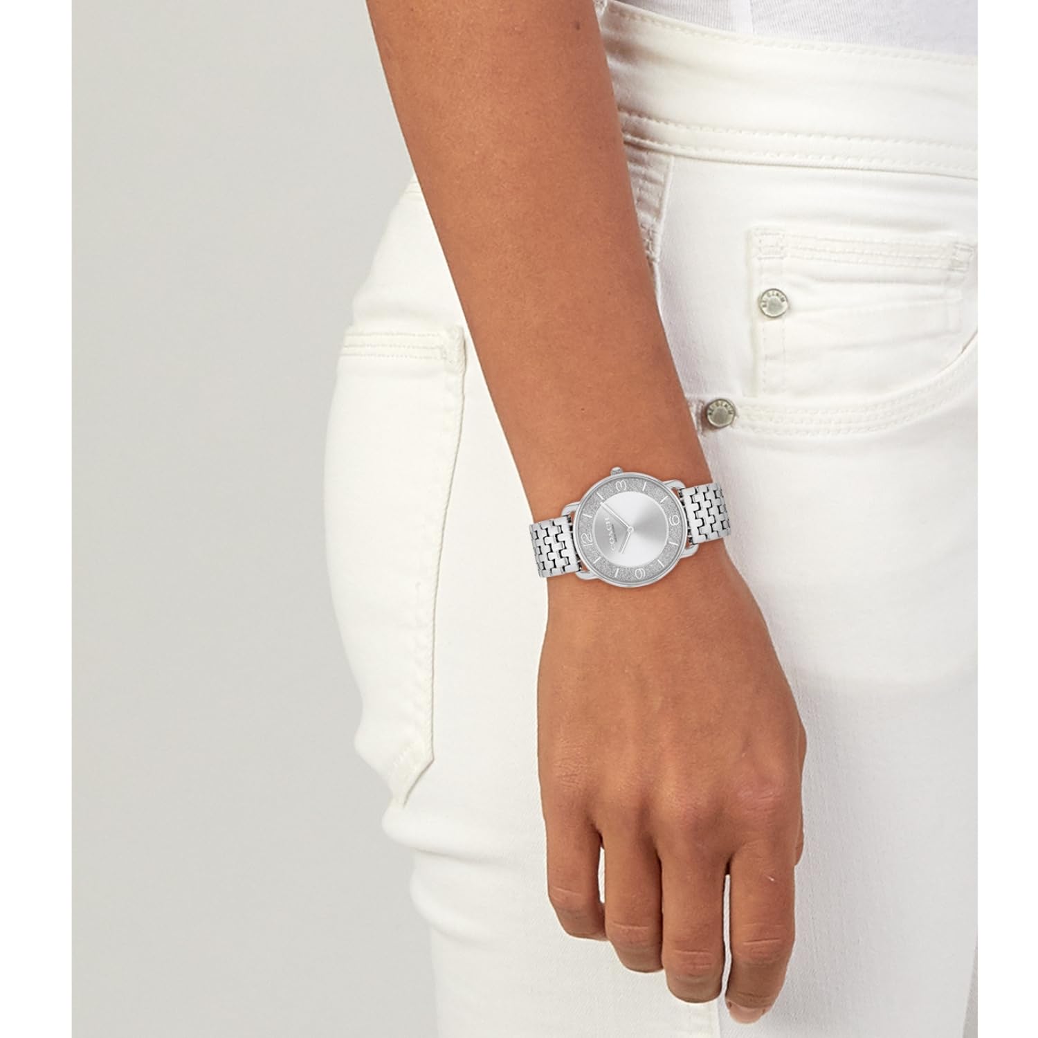 Coach Elliot Qtz Basic Silver White Round Dial Women's Watch- 14504373