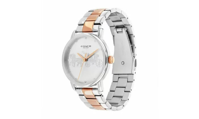 Coach Grand Carriage Silver Dial Two Tone Stainless Steel Women's Watch - 14503739