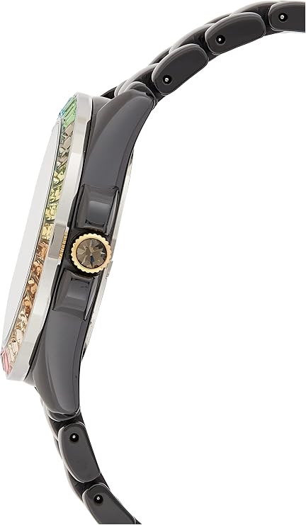 Coach Greyson side view showing profile of black ceramic case and bracelet