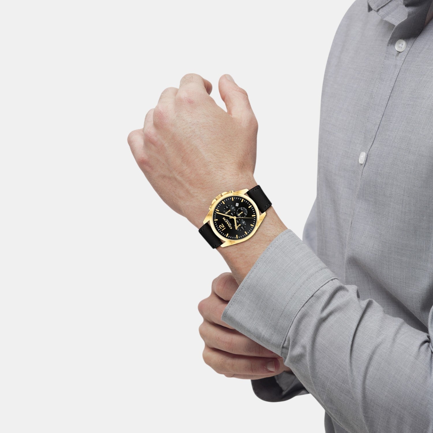 COACH Greyson Black Dial and Black Leather Strap Men's Watch - 14602631