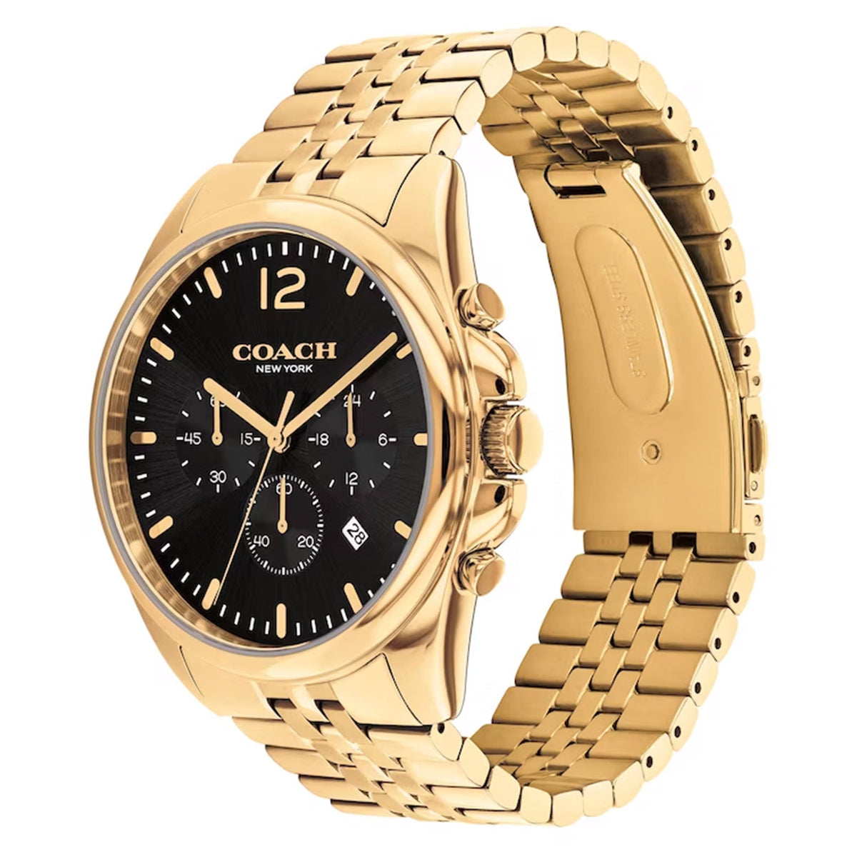 COACH Greyson Chronograph Black Dial Gold-Tone Bracelet Men's Watch - 14602657