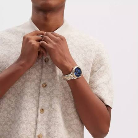 COACH Greyson Chronograph Blue Dial Two-Tone Bracelet Men's Watch - 14602659