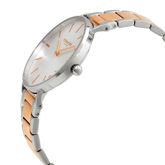 Coach Perry watch side view displaying the case profile and mixed metal bracelet