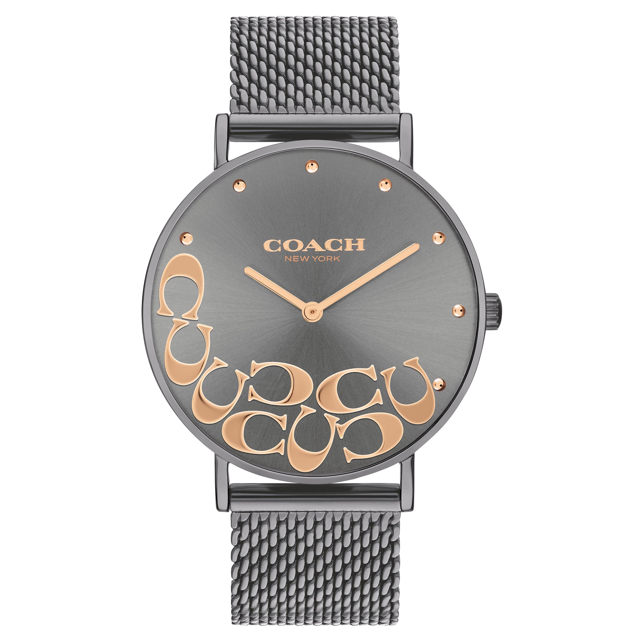 Coach Perry Gold Logo Stainless Steel Grey Women's Watch - 14503825