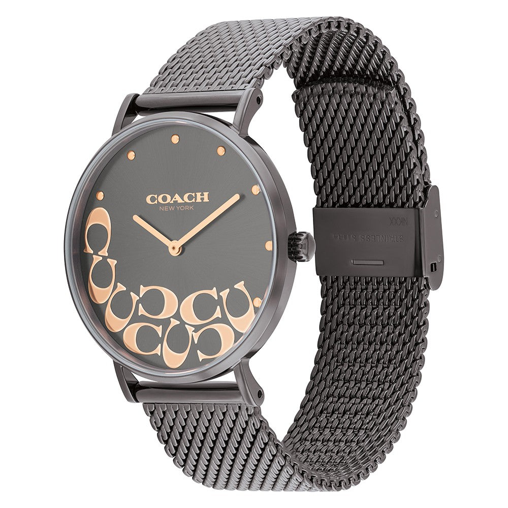 Coach Perry Gold Logo Stainless Steel Grey Women's Watch - 14503825