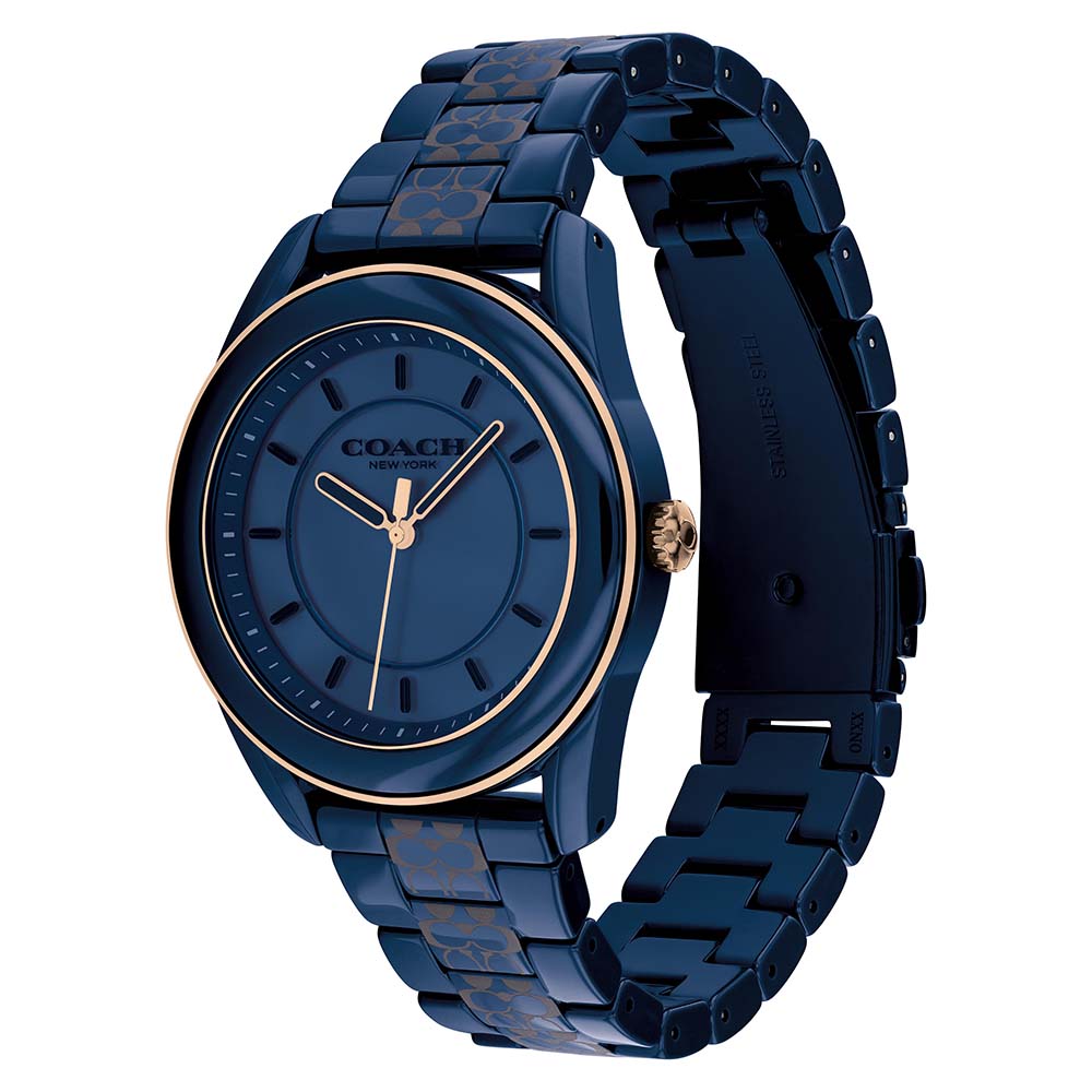 Coach New York Preston Navy Ceramic Stainless Steel Women Watch - 14503773