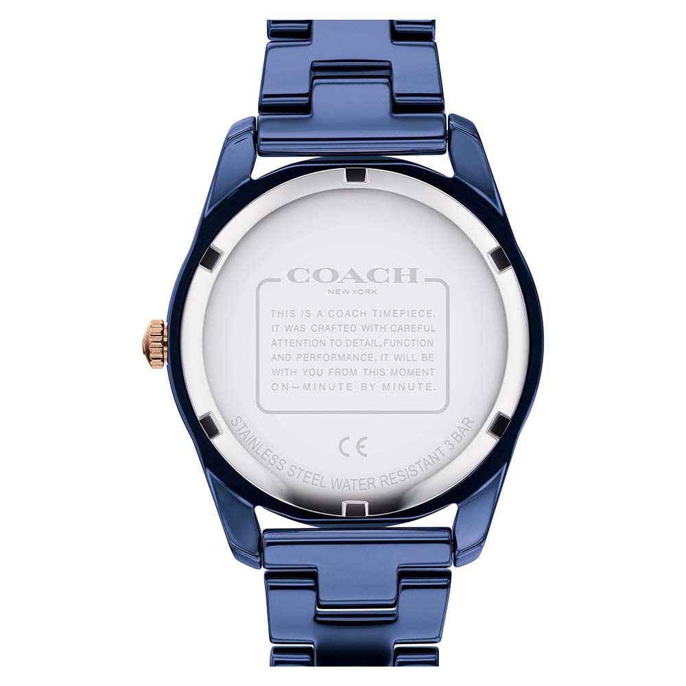 Coach New York Preston Navy Ceramic Stainless Steel Women Watch - 14503773