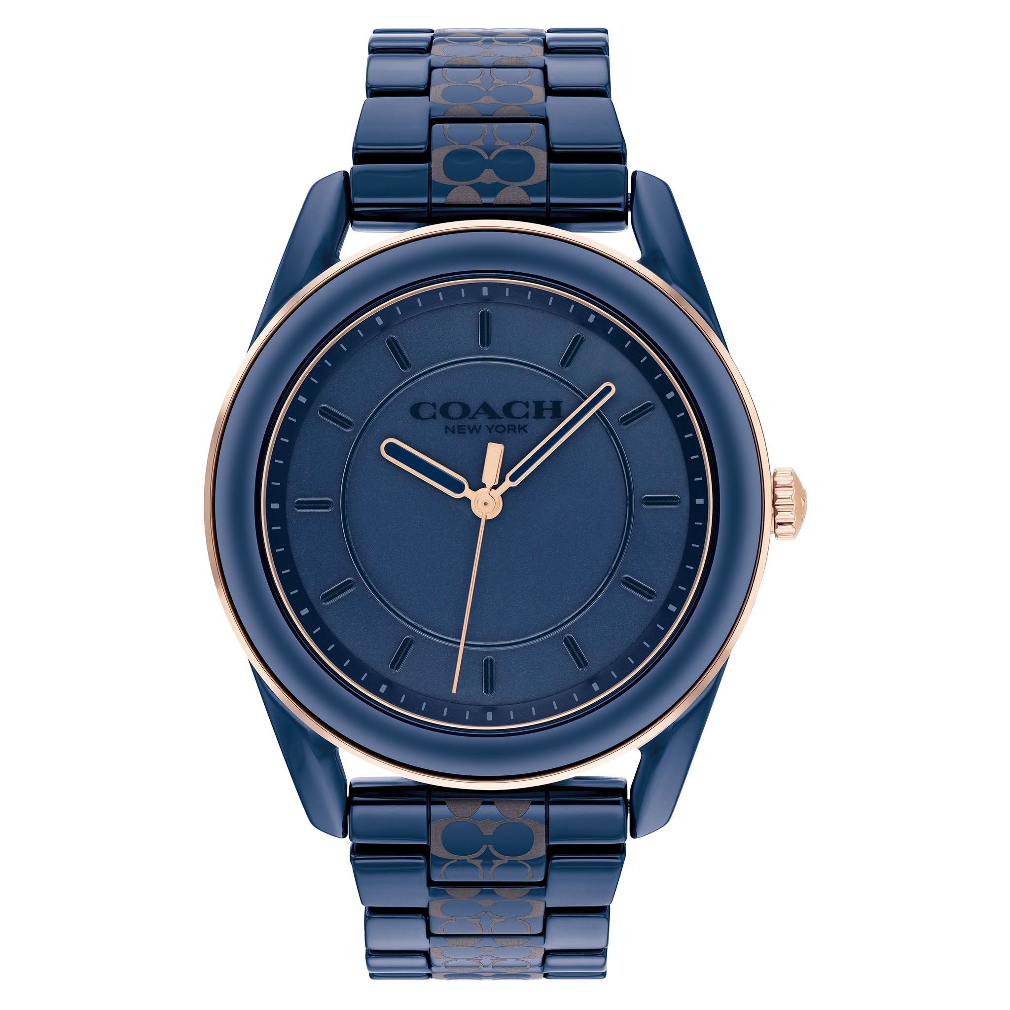 Coach New York Preston Navy Ceramic Stainless Steel Women Watch - 14503773