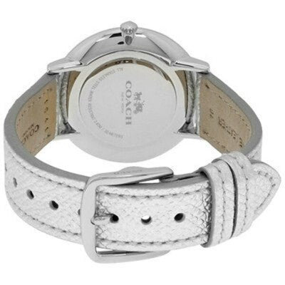 COACH Slim Easton Metallic Silver Leather Strap Women's Watch - 14502685