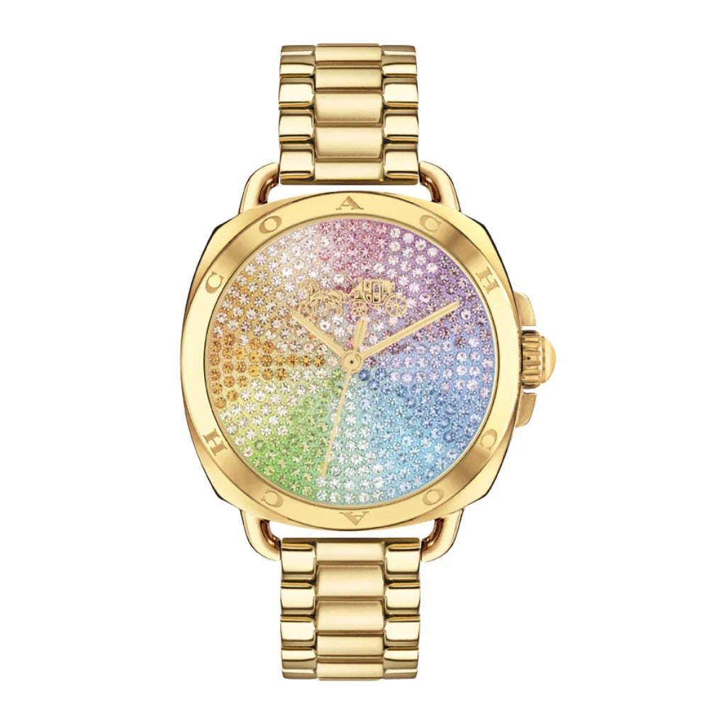 COACH Tatum Multi Color Crystal Accent Yellow Gold-Tone Stainless Steel Watch - 14504167