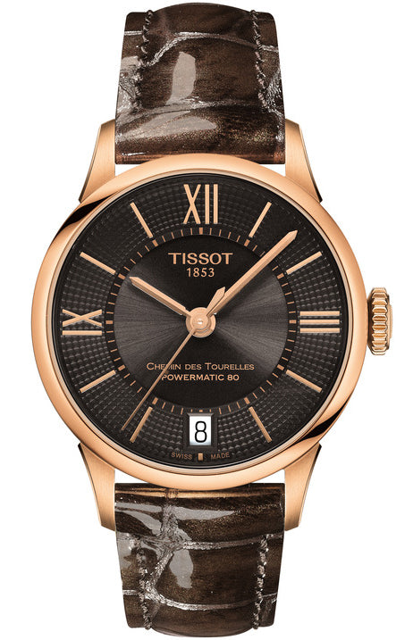 Tissot Chemin Des Tourelles Bronze Dial Brown Leather Strap Women's Watch - T099.207.36.448.00