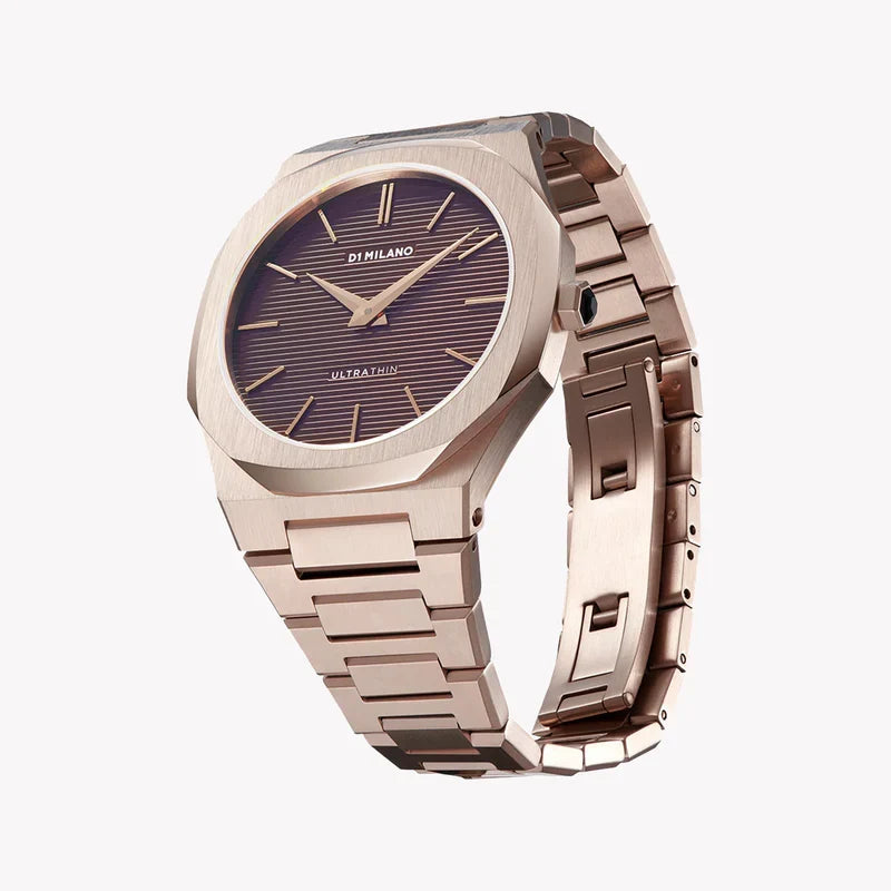 D1 MILANO rose gold UTBJ13 watch on wrist with brown dial visible
