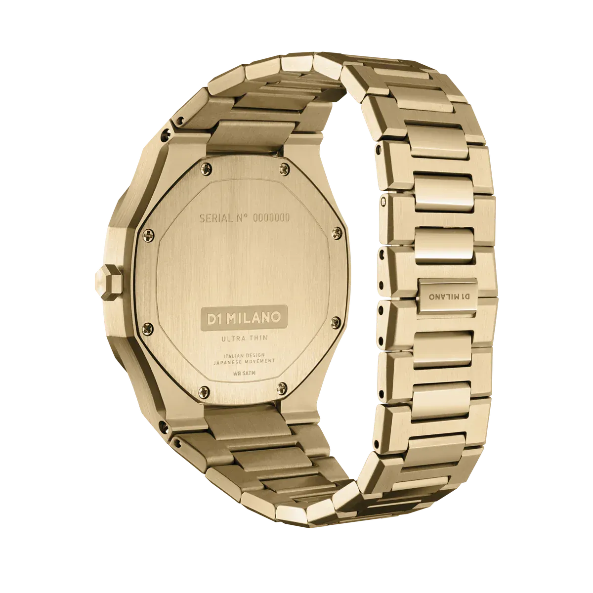 D1 Milano UTBL18 caseback showing engraved branding and specifications