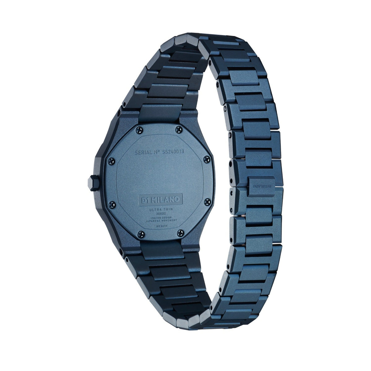 D1 Milano UTBL33 case back showing stainless steel bracelet attachment