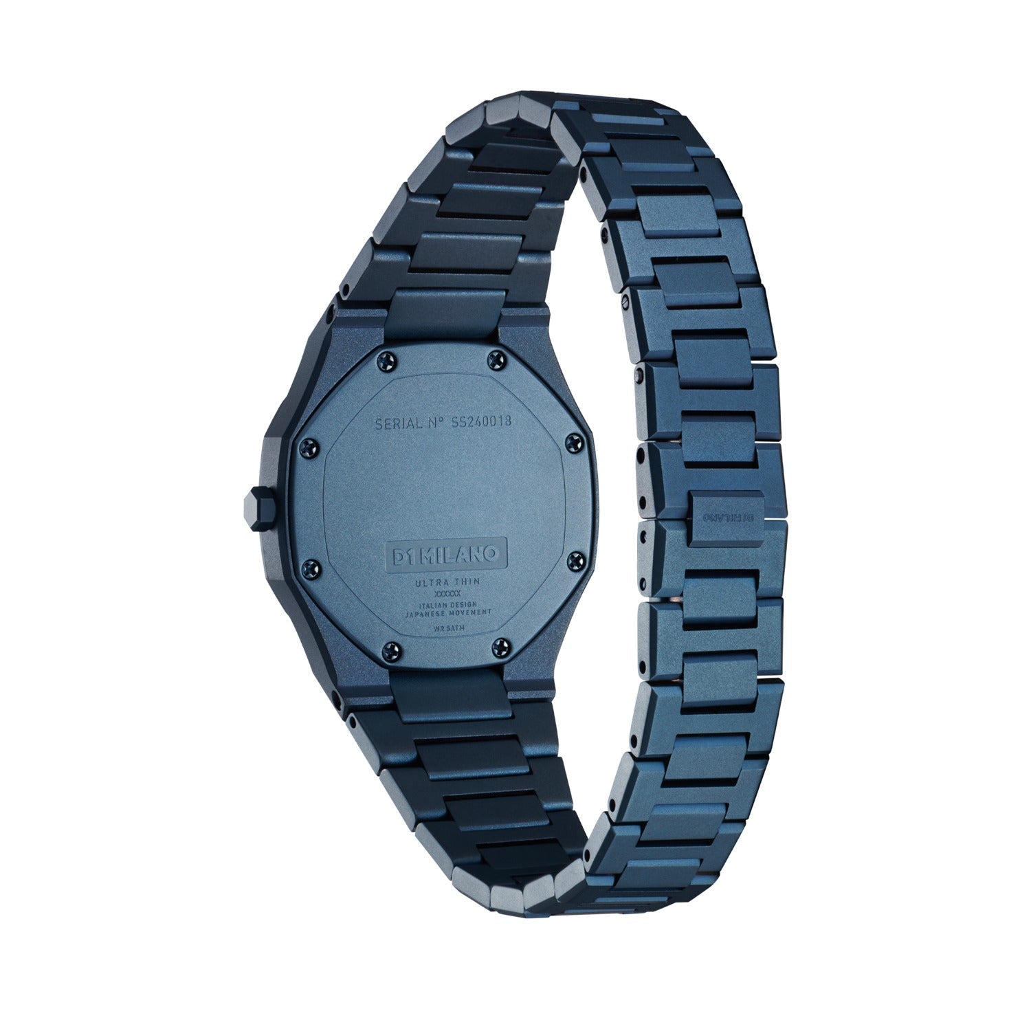 D1 Milano UTBL33 case back showing stainless steel bracelet attachment