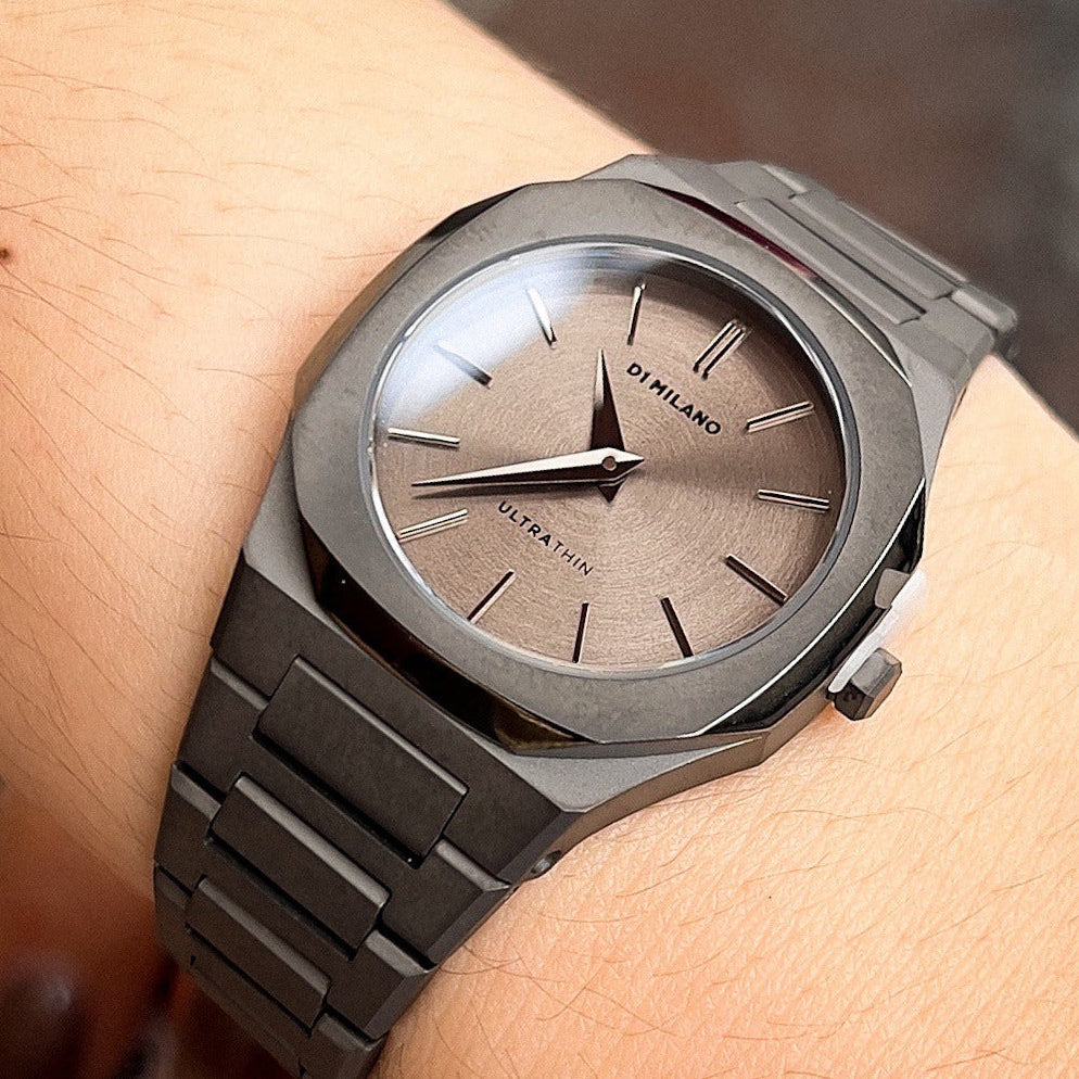 D1 Milano Ultra Thin Ultimate Grey 30mm watch on wrist in natural sunlight