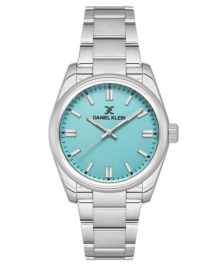 Daniel Klein silver watch with light blue dial and silver-tone stainless steel bracelet