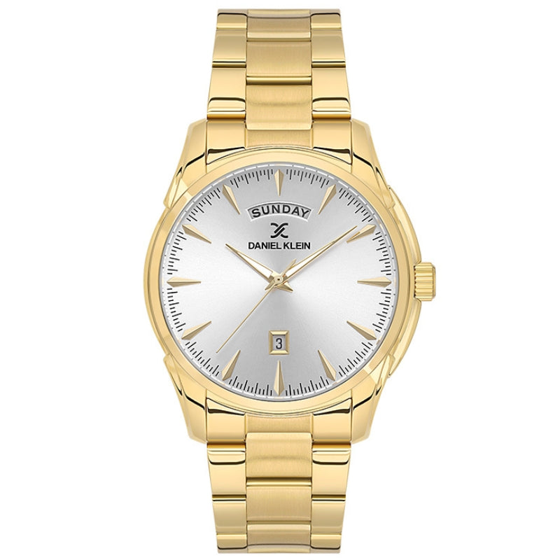 Daniel Klein Classic Day-Date gold watch with white dial and day-date window