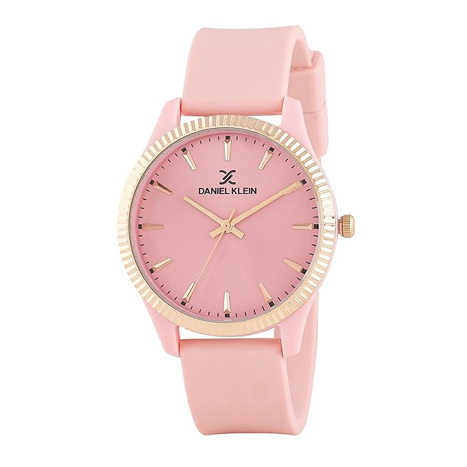 Daniel Klein Casual Pink Dial and Silicone Strap Watch - DK.1.12767-6