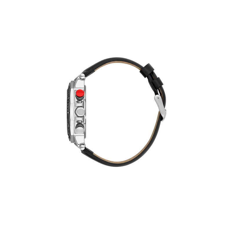 Daniel Klein Exclusive Multifunction Black Dial and Genuine Leathet Strap Silver Watch - DK.1.13841-1