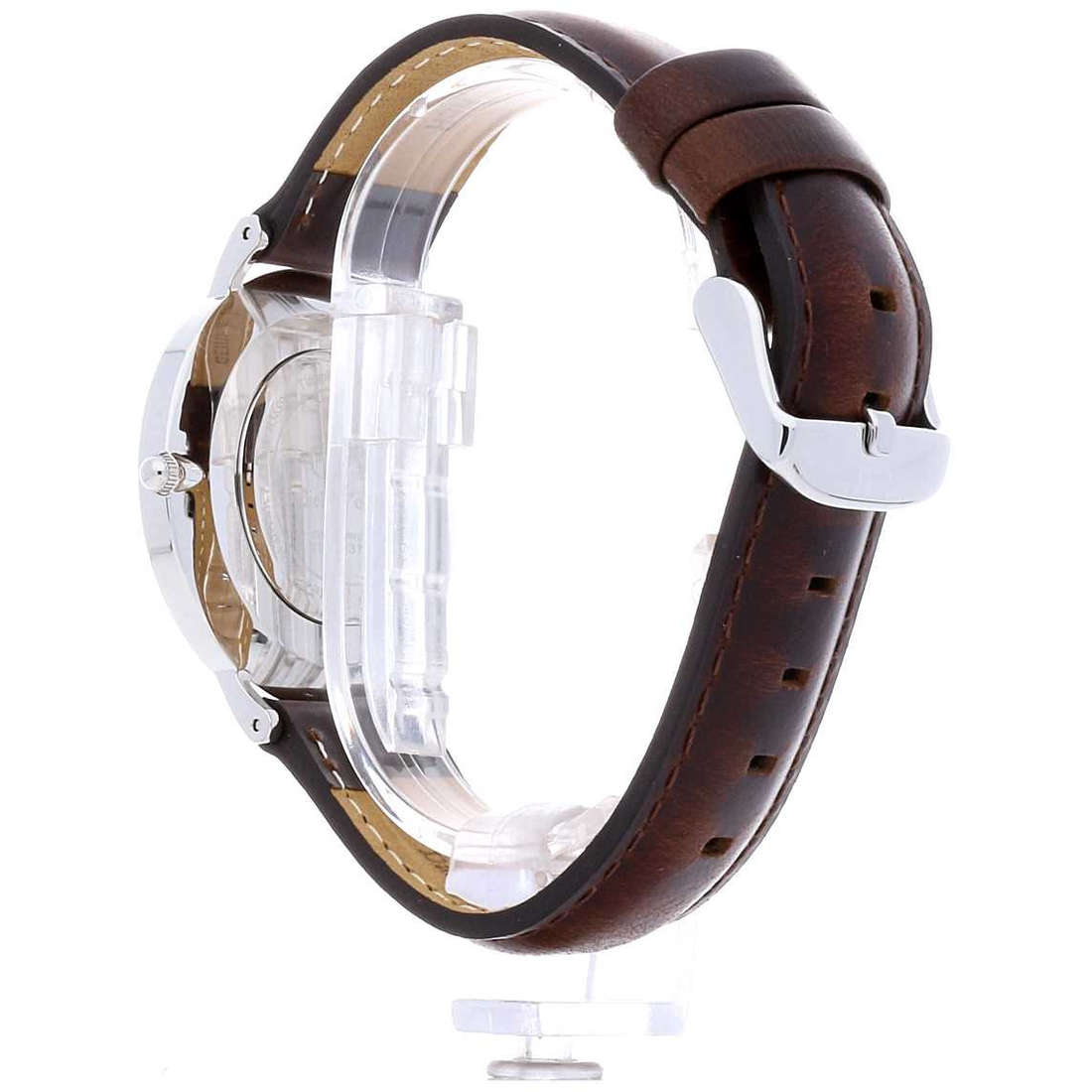 Daniel Wellington Classic Bristol side profile with dark brown leather strap and silver case