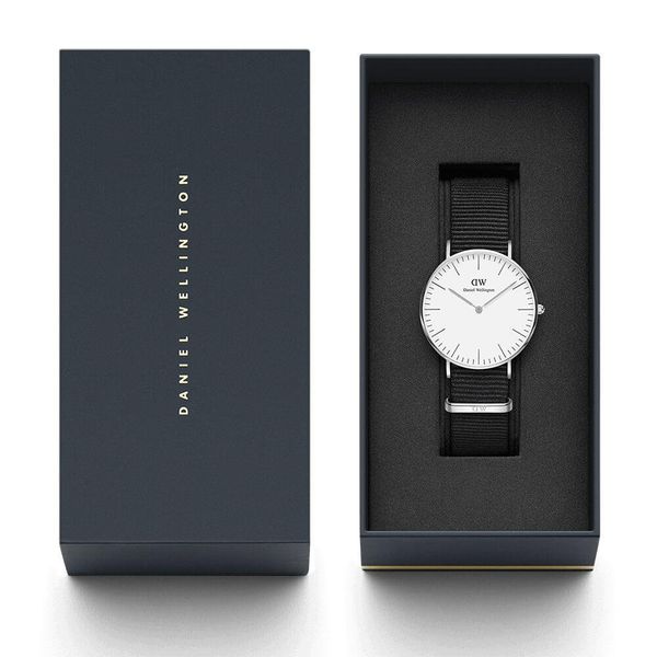 Daniel Wellington Classic Cornwall watch with packaging and owner's guide