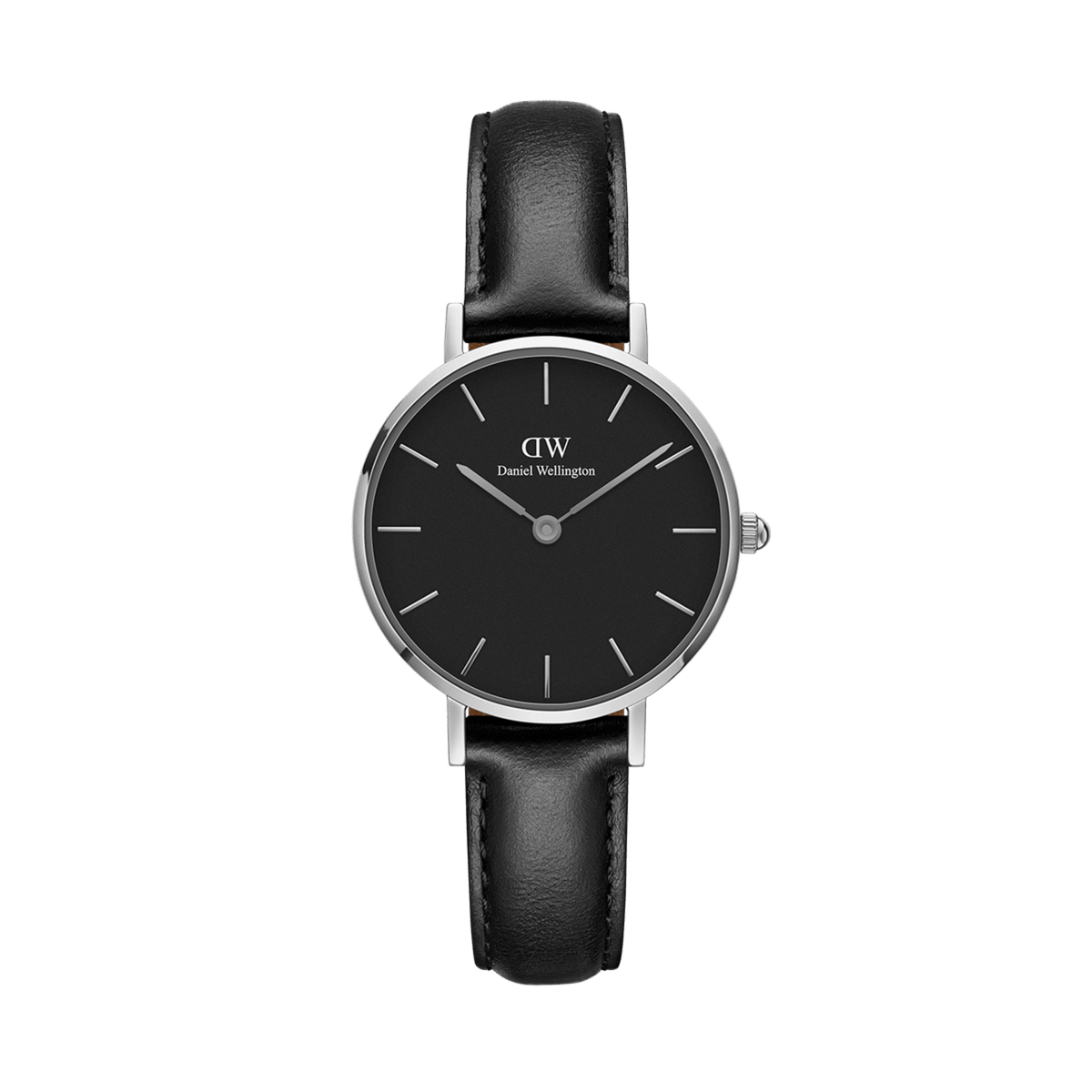 Daniel Wellington Classic watch with black dial and black leather strap