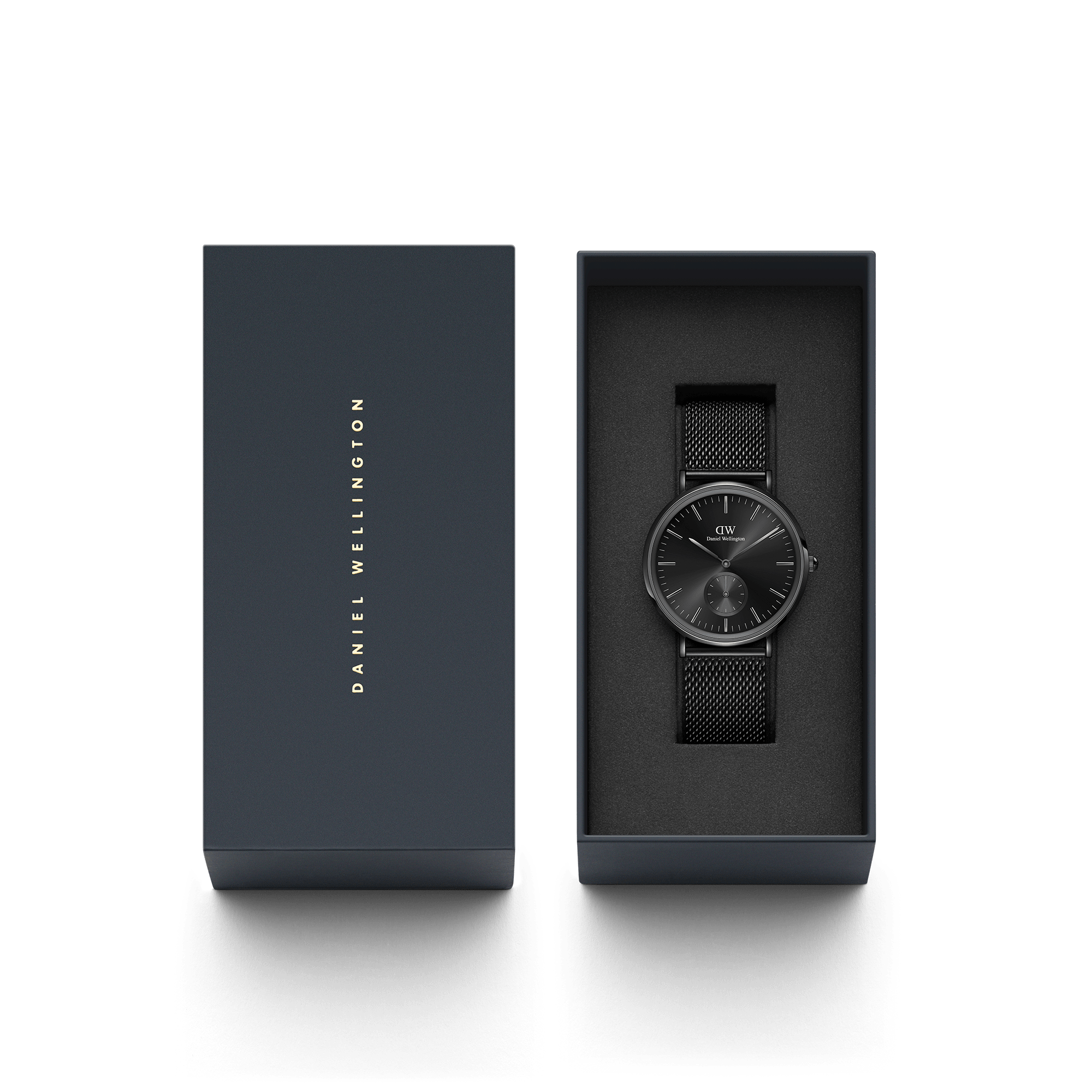Daniel Wellington Ashfield Onyx watch in branded presentation box