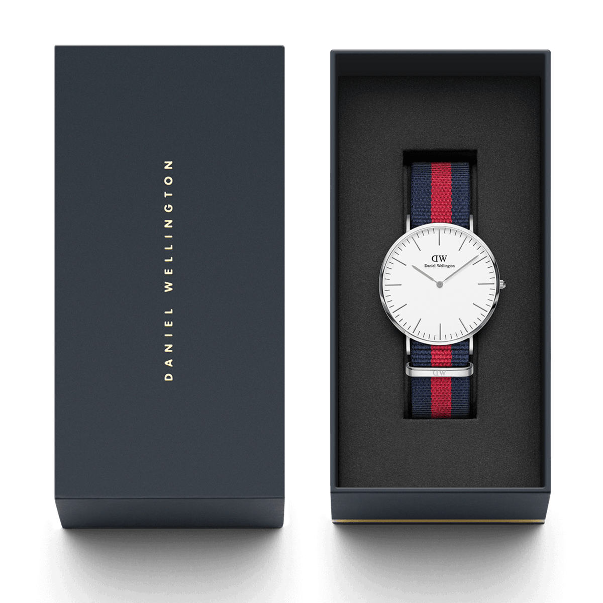 Daniel Wellington Classic Oxford watch in presentation box with navy branding