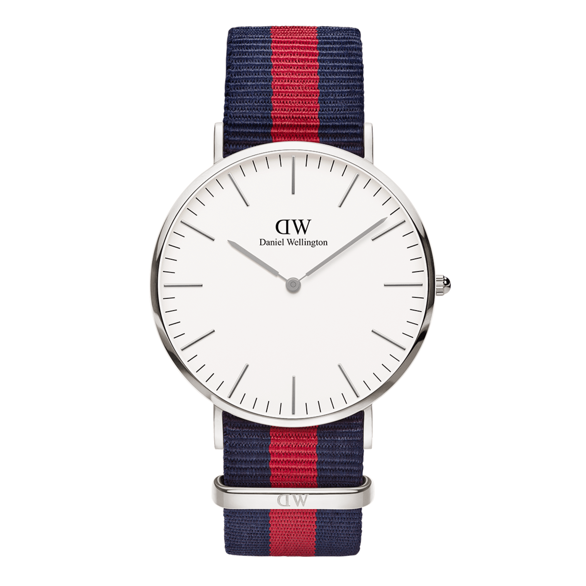Daniel Wellington Classic Oxford women's watch with white dial and navy-red two-tone nylon strap