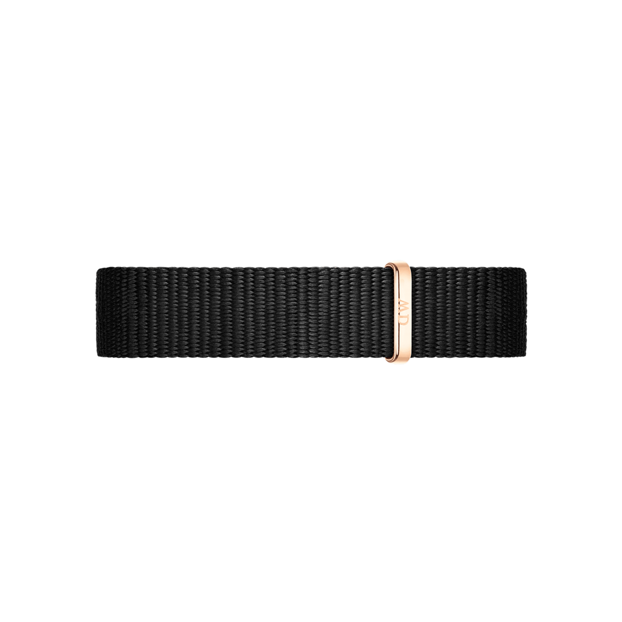 Black NATO fabric strap with rose gold hardware