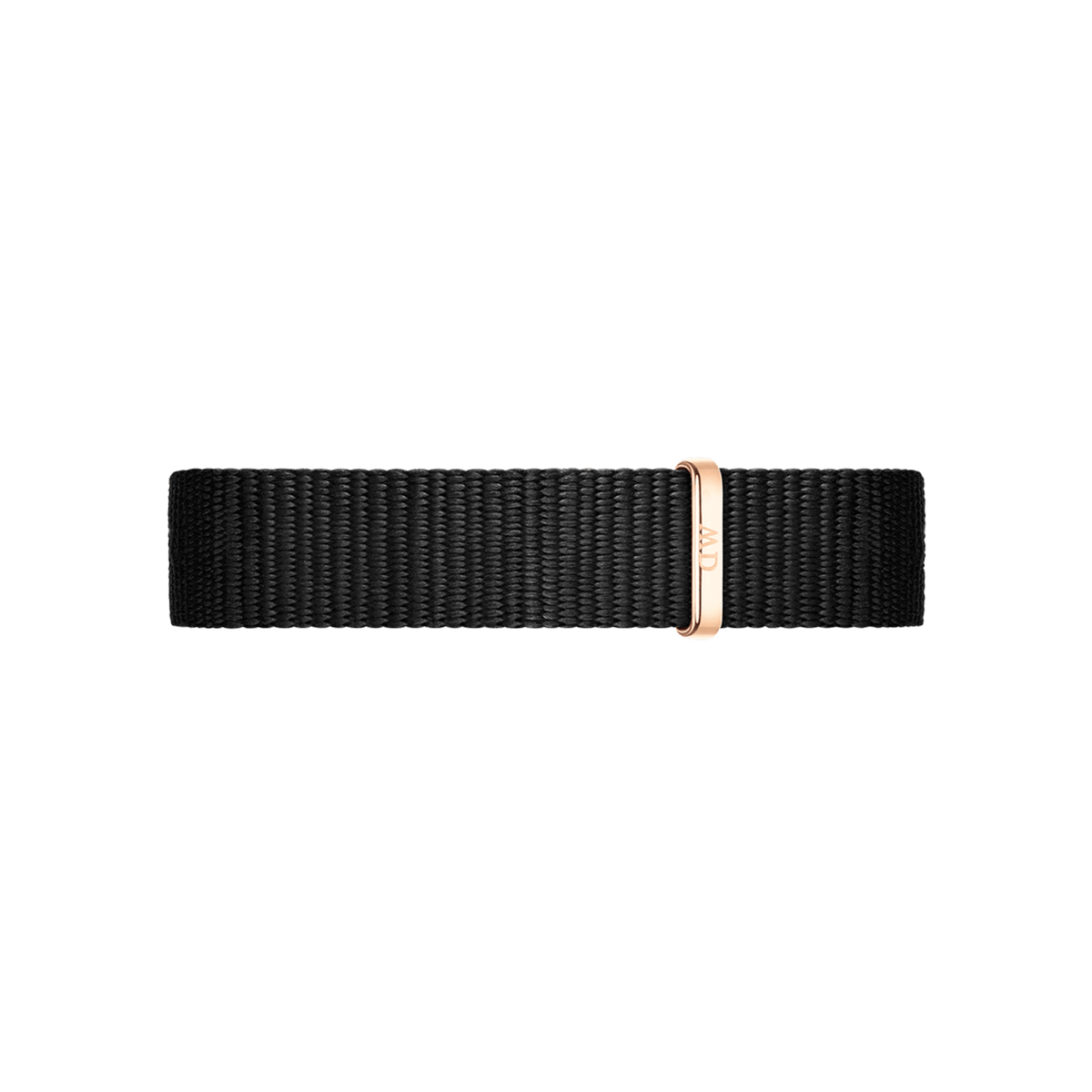 Black NATO fabric strap with rose gold hardware