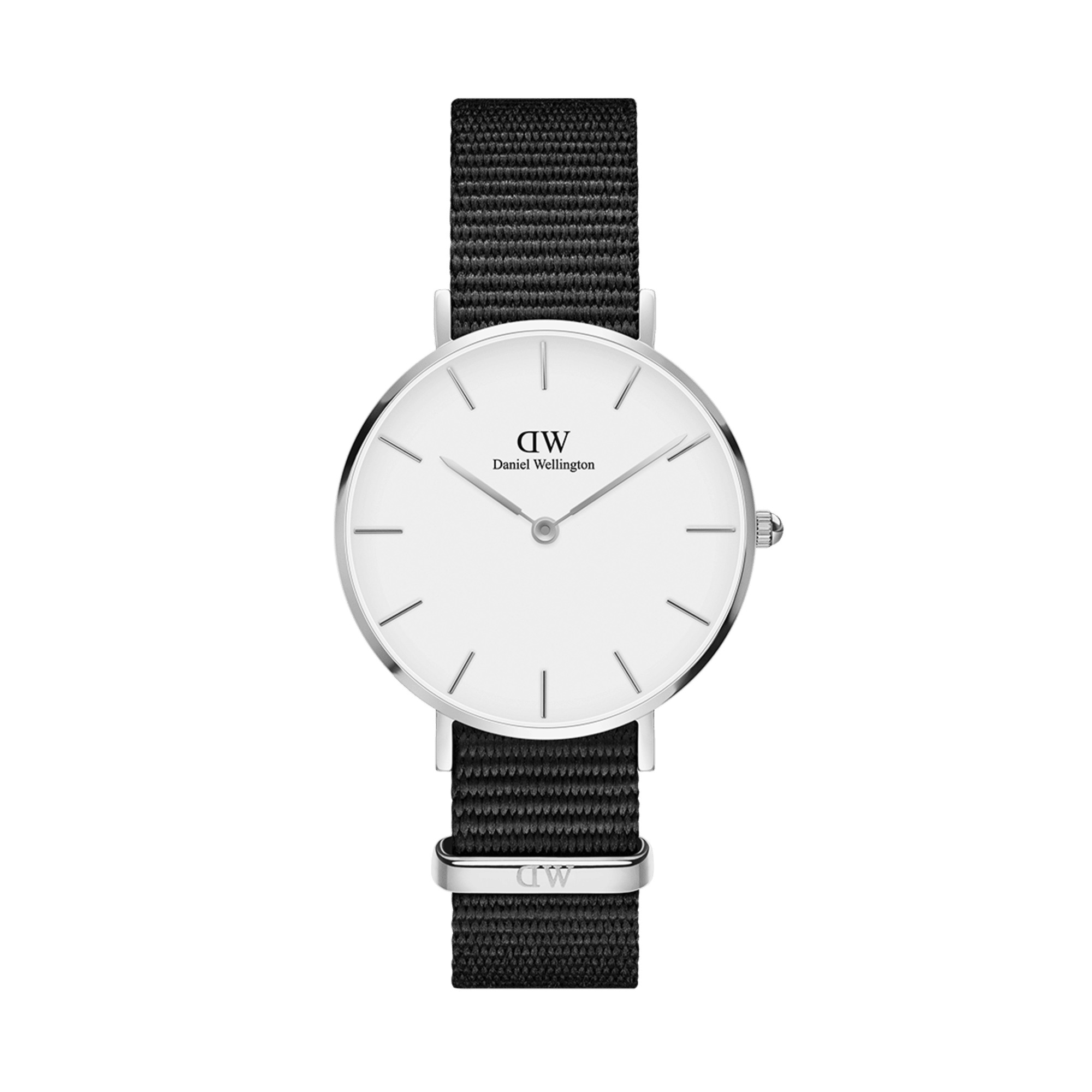 Daniel Wellington Classic Petite Cornwall White Dial Black Nylon Strap Watch For Women - DW00100252