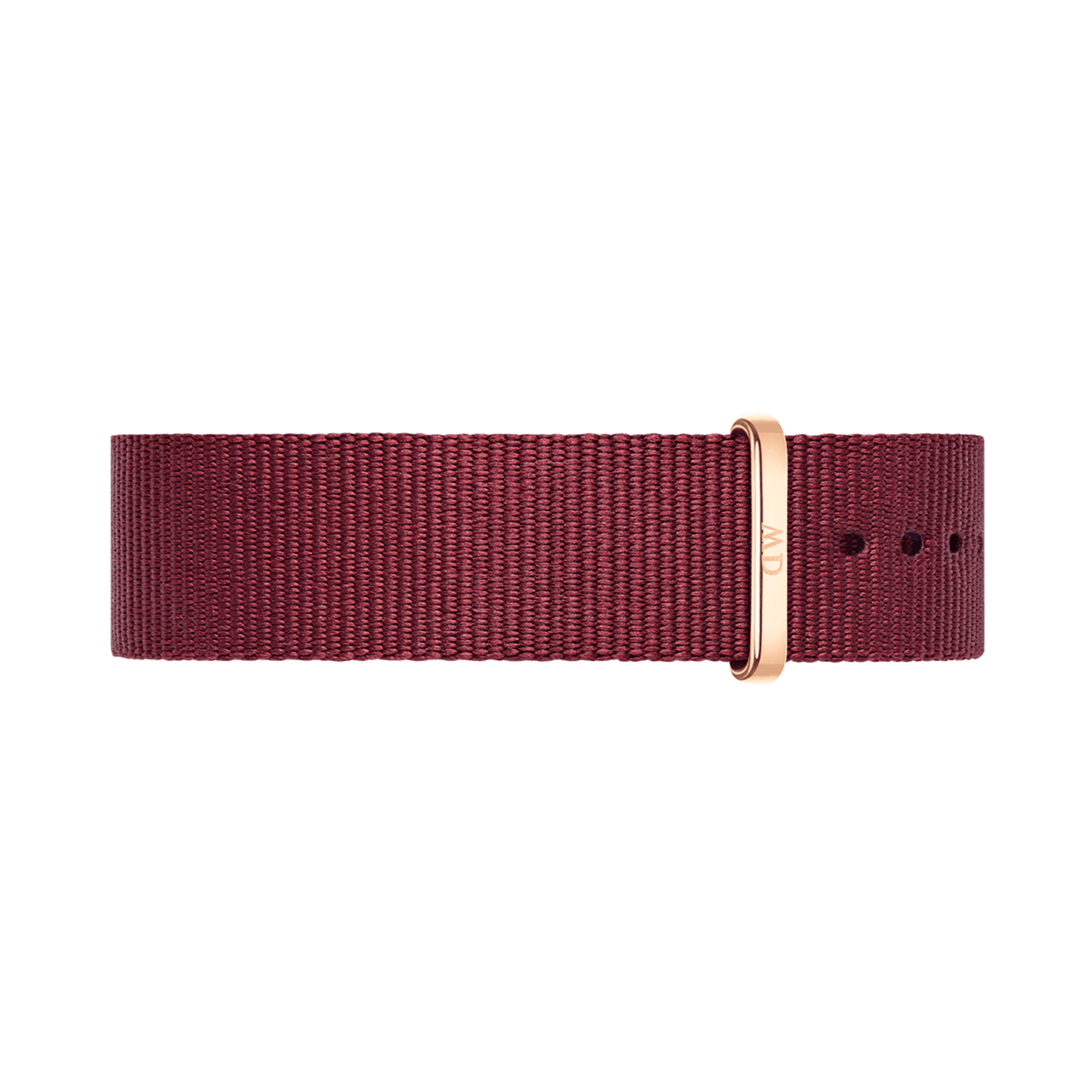 Maroon nylon fabric strap with rose gold buckle closure