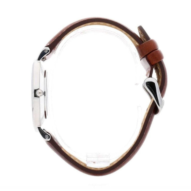 Daniel Wellington Classy St Mawes White Dial Brown Leather Strap Watch For Women - DW00100079