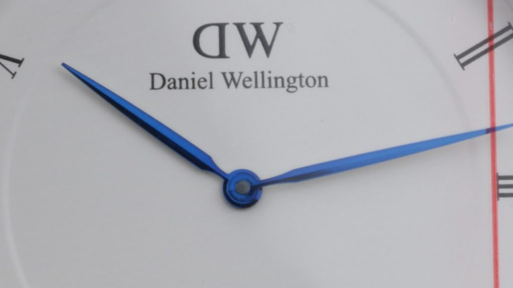 Daniel Wellington Dapper Cornwall watch hands detail on white dial