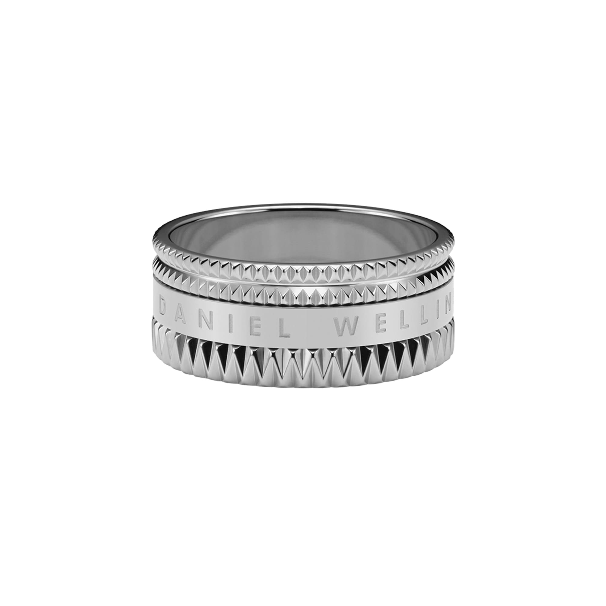 Daniel Wellington Elevation Ring 48 silver with multiple textured bands detail shot