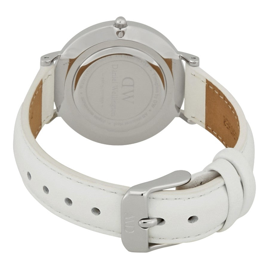 Daniel Wellington Petite Bondi 32mm White Dial Genuine Leather Women's Silver Watch - DW00100190
