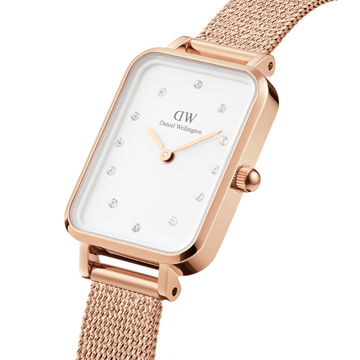 Daniel Wellington Quadro Pressed Melrose Lumine Rose Gold White Women's Watch - DW00100527